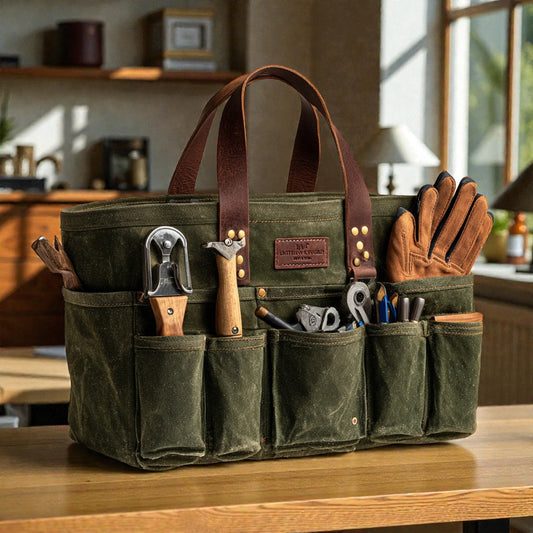Valreno Heavy-Duty Waxed Canvas Garden Tool Tote